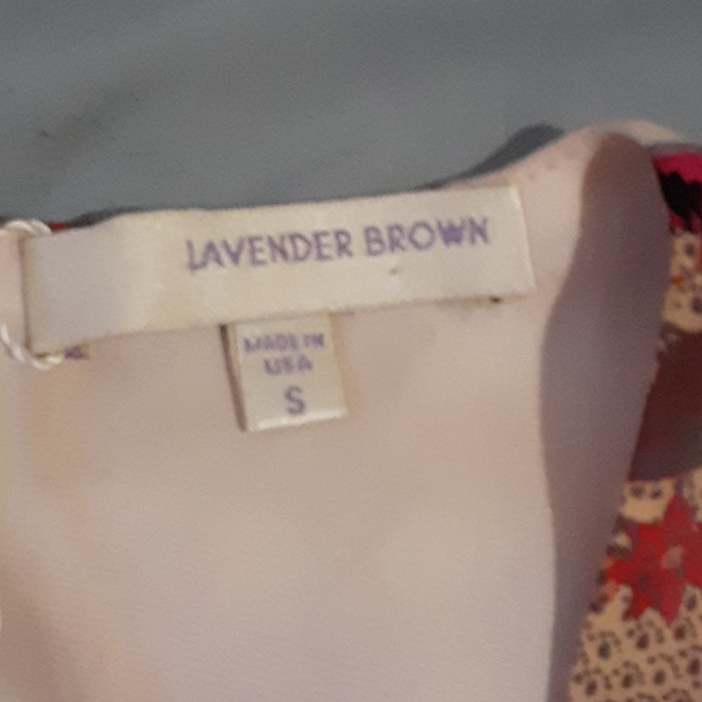 Lavender Brown Silk Boho Mini Dress NWT Size Small V-Neck Flare Sleeve - Picture 7 of 9